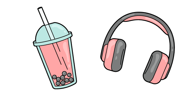 VSCO Girl Headphones and Bubble Teacustom cursor pack