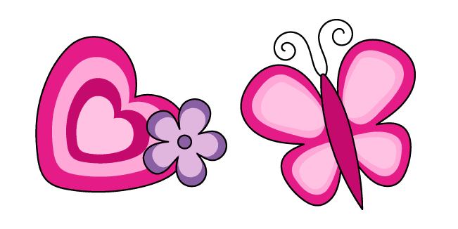 VSCO Girl Pink Heart and Butterflycustom cursor pack