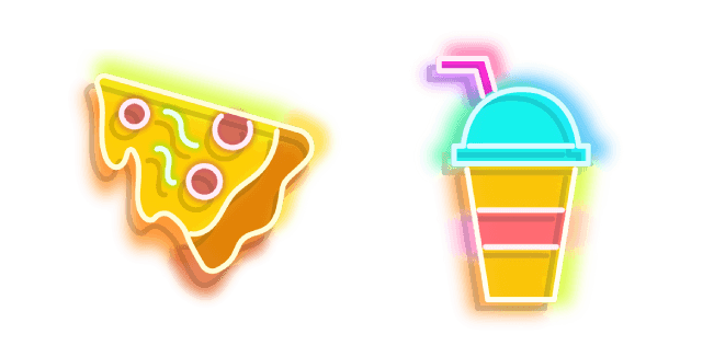 Yellow Pizza and Colourful Drink Neoncustom cursor pack