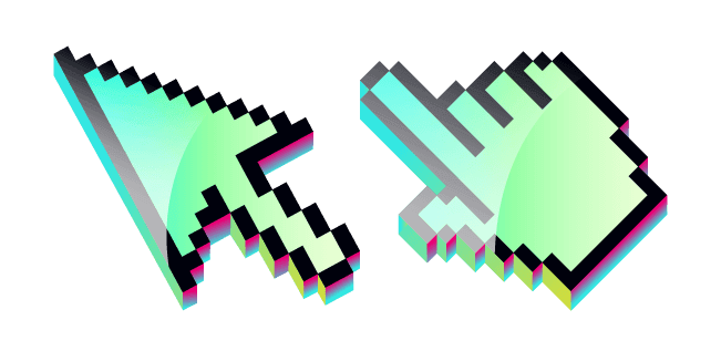 3D Green Pixelcustom cursor pack