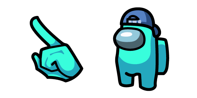 Among Us Cyan Character in Backwards Capcustom cursor pack