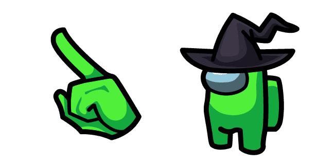 Among Us Lime Character in Witch Hatcustom cursor pack