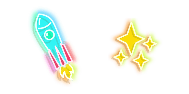 Blue Rocket and Yellow Stars Neoncustom cursor pack