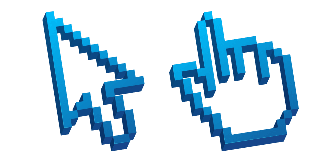 Blue Transparent 3D Pixelcustom cursor pack