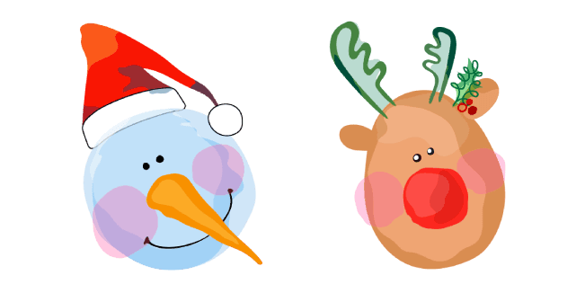 Christmas Aquarelle Snowman and Deercustom cursor pack