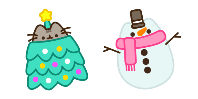 Christmas Tree Pusheen and Snowmancustom cursor pack