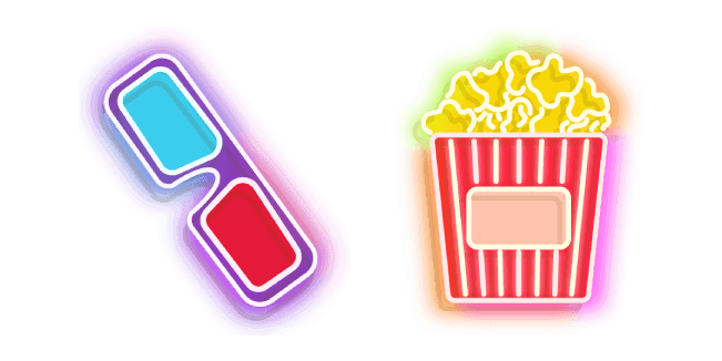 Colorful 3d Glasses and Popcorn Bucket Neoncustom cursor pack