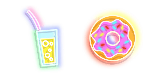 Colorful Drink and Donut Neoncustom cursor pack