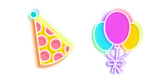 Colorful Party Hat and Balloons Neoncustom cursor pack