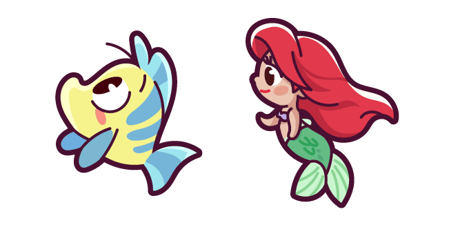 Cute Ariel and Floundercustom cursor pack