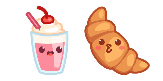 Cute Croissant and Milkshakecustom cursor pack