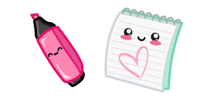 Cute Highlighter Pen and Notebookcustom cursor pack