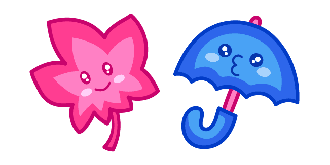 Cute Pink Leaf and Blue Umbrellacustom cursor pack