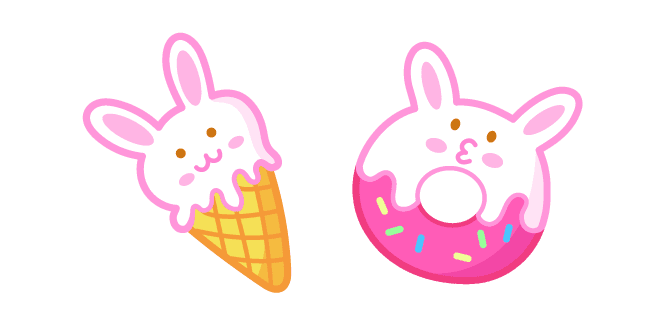 Cute Rabbit Ice Cream and Donutcustom cursor pack