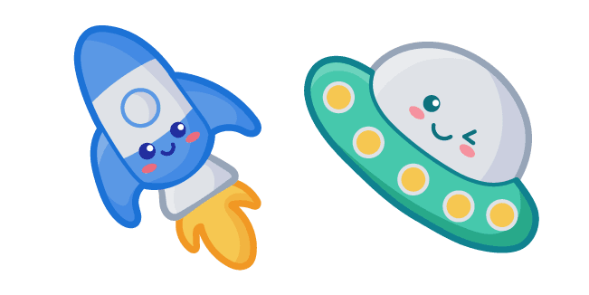 Cute Rocket and UFOcustom cursor pack