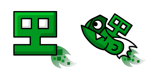 Geometry Dash Cube 13 and Ship 24custom cursor pack