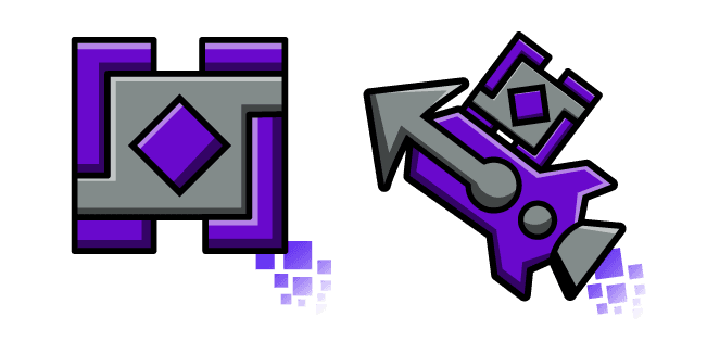 Geometry Dash Cube 37 and Ship 14custom cursor pack