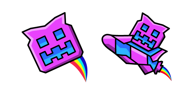 Geometry Dash Cube 39 and Ship 7custom cursor pack