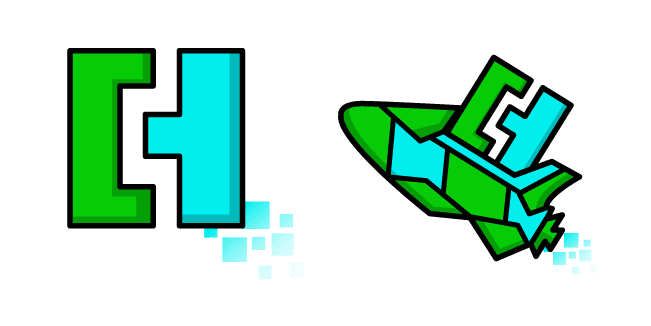 Geometry Dash Cube 3 and Ship 7custom cursor pack