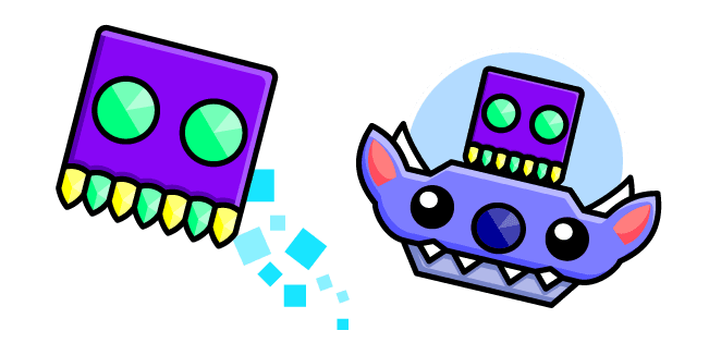 Geometry Dash Cube 78 and UFO 16custom cursor pack