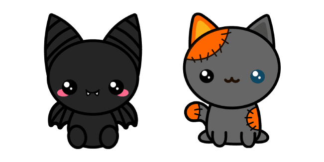 Halloween Cute Bat and Voodoo Catcustom cursor pack