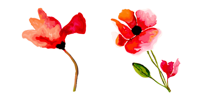 Hand Painted Poppy Flowercustom cursor pack