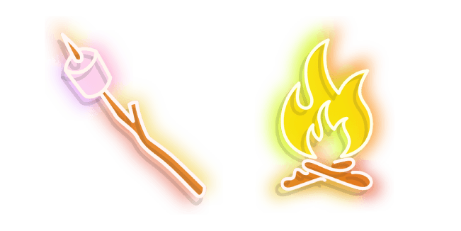 Marshmallow Stick and Bonfire Neoncustom cursor pack