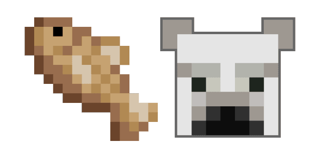 Minecraft Cod Fish and Polar Bearcustom cursor pack