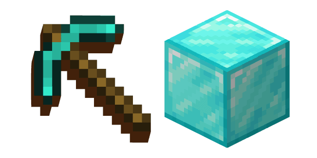 Minecraft Diamond Pickaxe and Block of Diamondcustom cursor pack