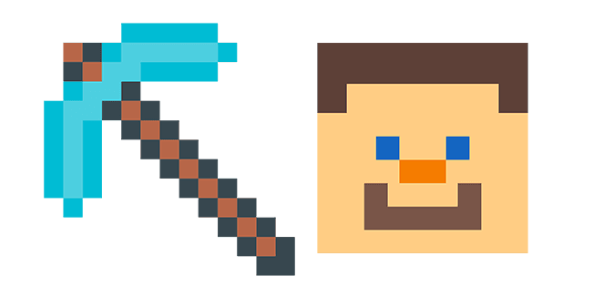 Minecraft Diamond Pickaxe & Stevecustom cursor pack