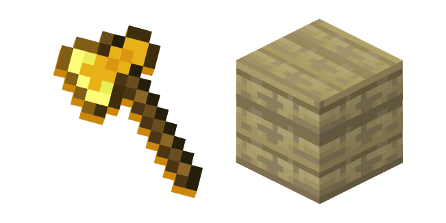 Minecraft Golden Axe and Birch Plankscustom cursor pack