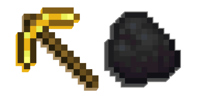 Minecraft Golden Pickaxe and Coalcustom cursor pack