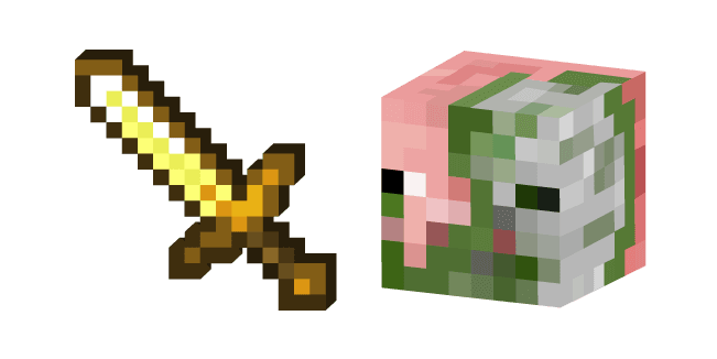 Minecraft Golden Sword and Zombie Pigmancustom cursor pack