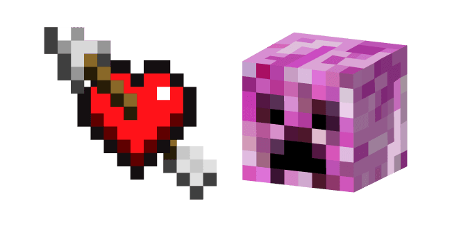 Minecraft Heart with Arrow and Pink Creepercustom cursor pack