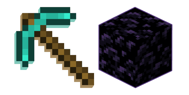 Minecraft Obsidian and Diamond Pickaxecustom cursor pack