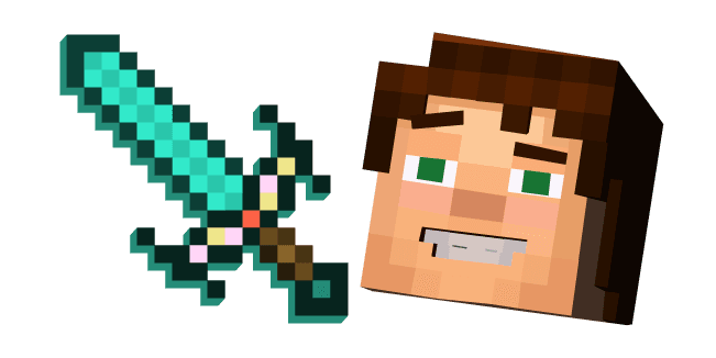 Minecraft Story Mode Jesse and Enchanted Diamond Swordcustom cursor pack