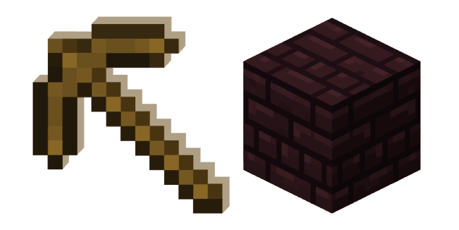 Minecraft Wooden Pickaxe and Nether Brickscustom cursor pack