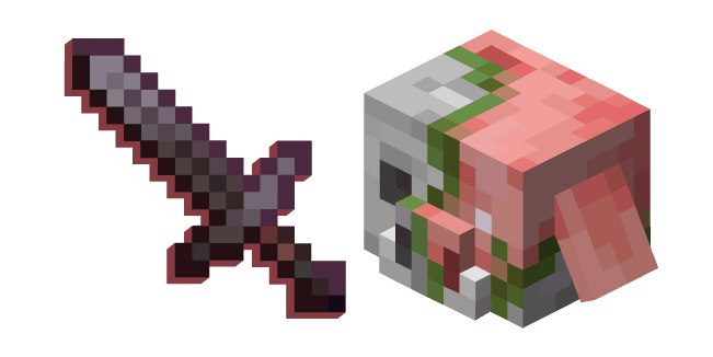 Minecraft Zombified Piglin and Swordcustom cursor pack