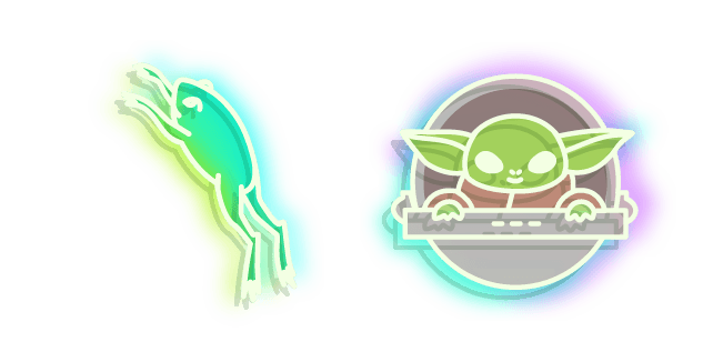 Neon Baby Yoda and Frogcustom cursor pack