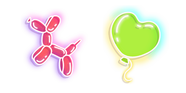 Neon Balloon Dog and Heartcustom cursor pack