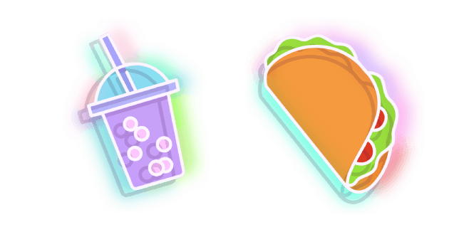 Neon Bubble Tea and Tacocustom cursor pack