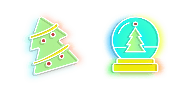 Neon Christmas Tree and Snowballcustom cursor pack