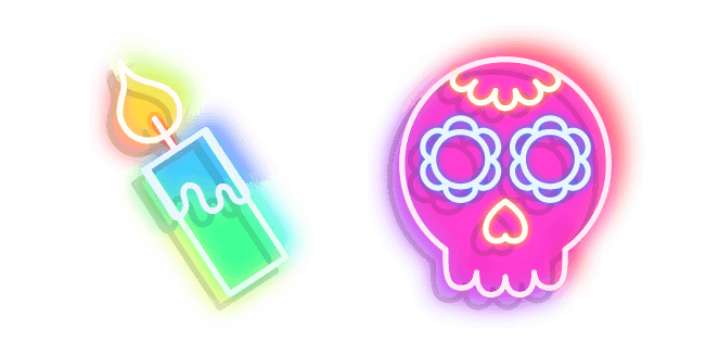 Neon Day of The Dead Skull and Candlecustom cursor pack