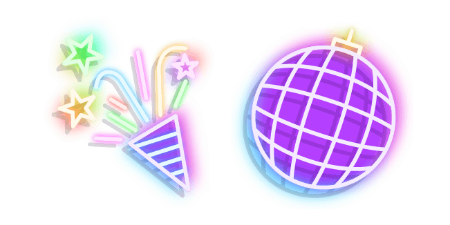 Neon Disco Ball and Party Poppercustom cursor pack