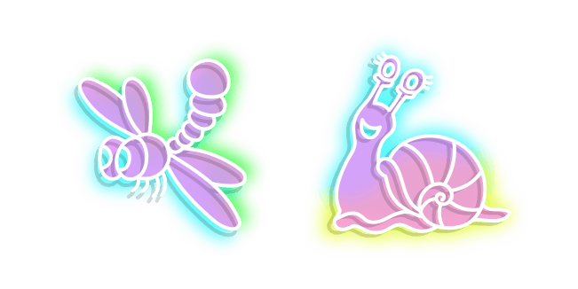 Neon Dragonfly and Snailcustom cursor pack