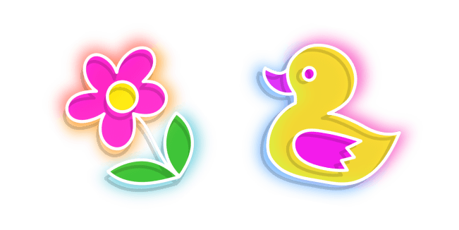 Neon Flower and Duckcustom cursor pack