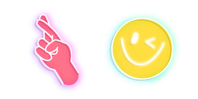 Neon Good Luck Hand Sign and Smilecustom cursor pack