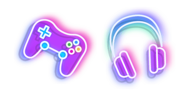 Neon Headphones and Joystickcustom cursor pack