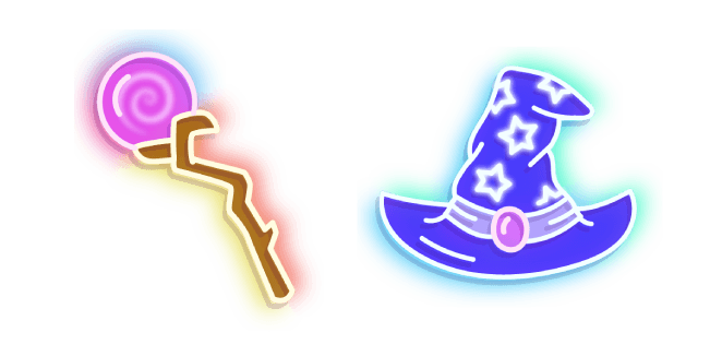 Neon Magic Staff and Wizard Hatcustom cursor pack