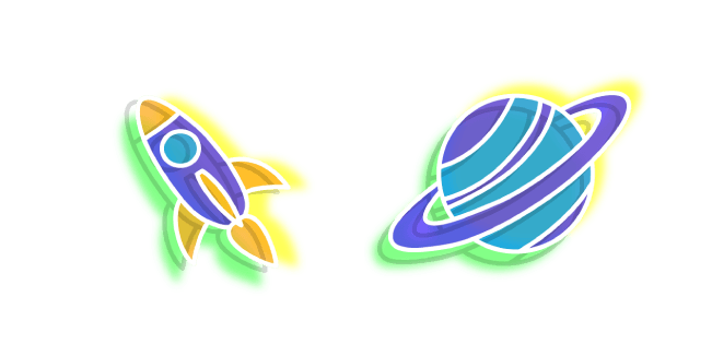 Neon Rocket and Planetcustom cursor pack